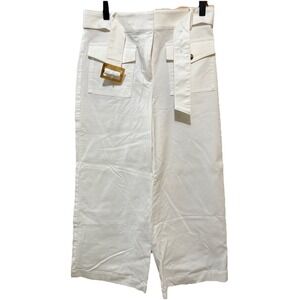 Loft Womens Horn Buckle Wide Leg Pants in Pique Size 2 Office‎ Workwear NWOT